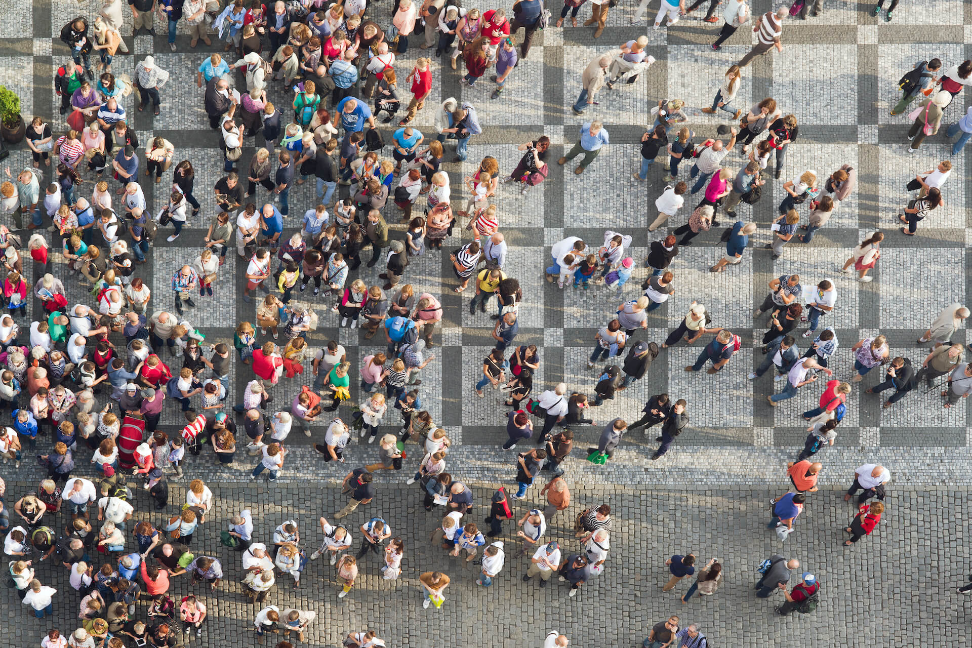 overhead photo of a crowd of people